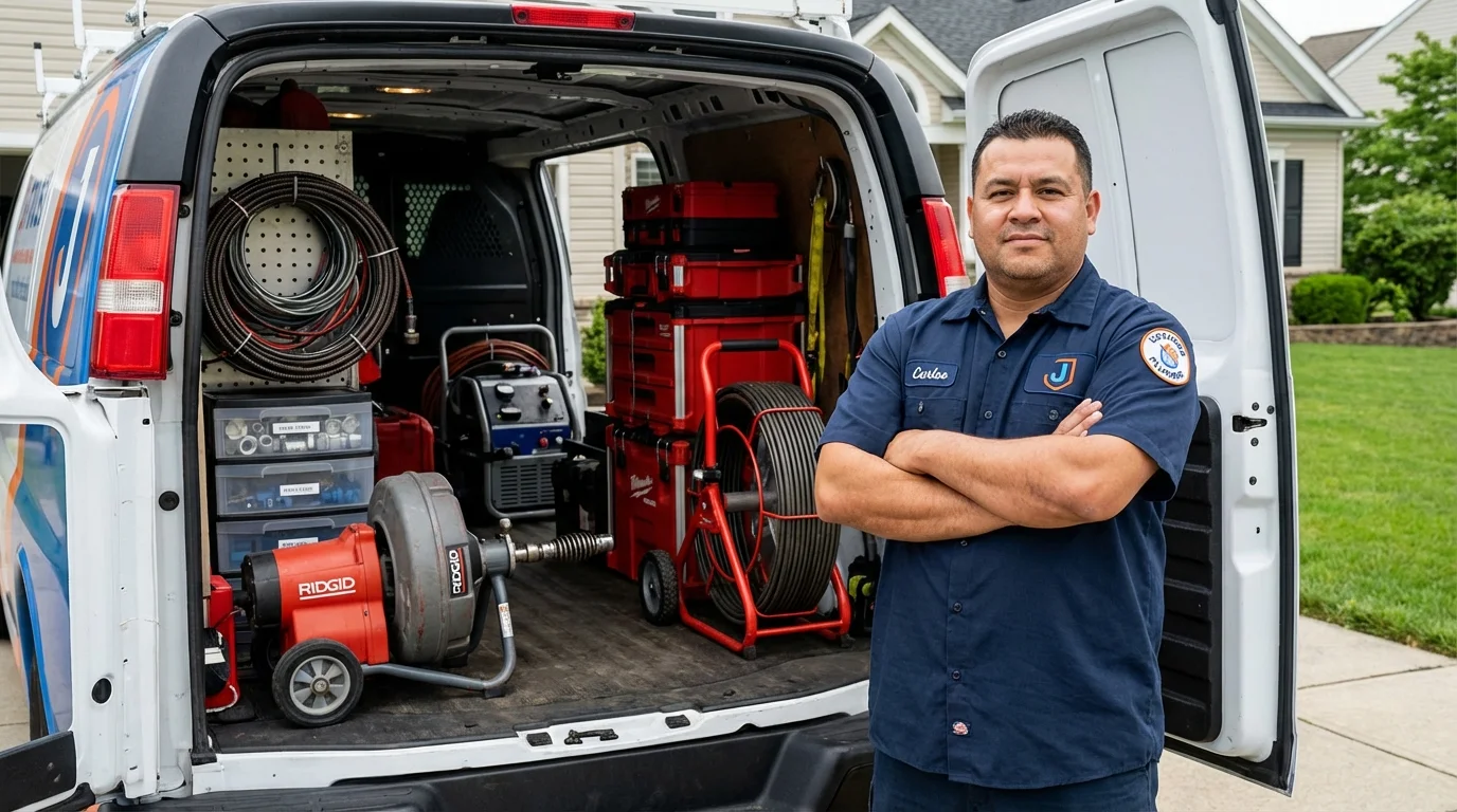 Professional drain cleaning equipment and Johns Plumbing LLC plumber in Sunapee
